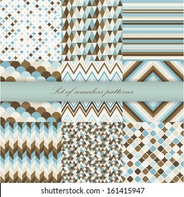 Set of seamless retro patterns. Vector illustration