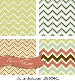 A set of seamless retro Zig zag patterns