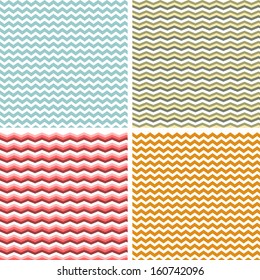 A set of seamless retro Zig zag patterns