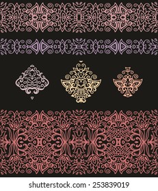 Set of seamless ribbons and decorative elements 