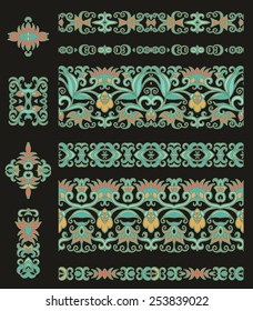 Set of seamless ribbons and decorative elements 