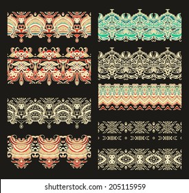 Set of seamless ribbons samples for decoration