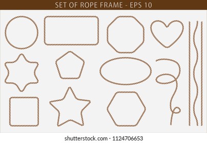 Set of seamless Rope frame with various shape. easy to modify