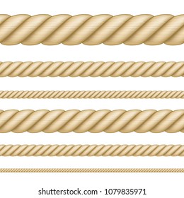 Set of seamless ropes of different thickness