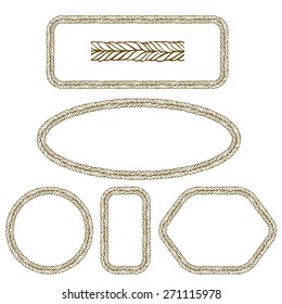 Set of Seamless Ropes and Knitting Frames Isolated. Vector Template Design Elements.