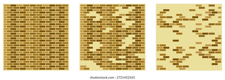 Conjunto de patrones de pared de ladrillo marrón arena sin costuras. Edificio y Construcción de Texturas de Bloques.