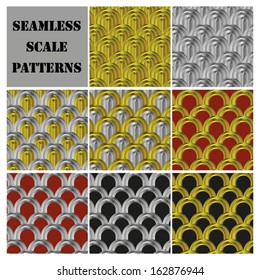 Set of seamless scale armor patterns