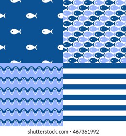 Set of seamless sea patterns. Marine pattern