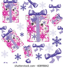 Set of seamless snowflakes. Gift packing  pattern