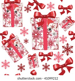 Set of seamless snowflakes. Gift packing  pattern