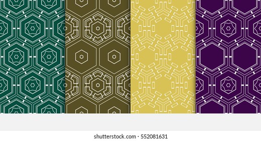 set of seamless sophisticated geometric pattern based on repetitive simple forms. vector illustration. for interior design, backgrounds, card, textile industry.