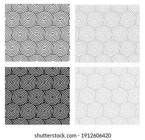 Set of Seamless spiral line pattern vector art