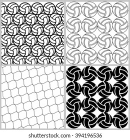 Set of seamless sports patterns. The texture of volleyballs, in the vector