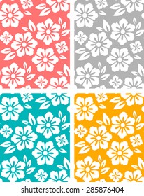 Set of seamless spring flower patterns. four colors