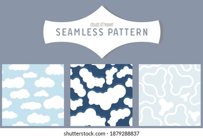 Set of seamless square pattern with clouds and sky