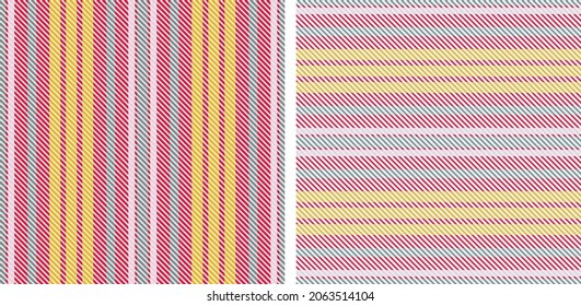 Festlegen eines nahtlosen Streifenmusters. Farbte eine gestreifte Textur. Textildesign. Geometrische vertikale und horizontale Linien für den Druck auf Stoff, Tapete.
