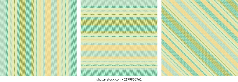 Set seamless stripe pattern. Colored textured a herringbone background. Vertical and horizontal lines. Textile design. Of printing on fabric, shirt, textile, curtain and tablecloth. Vector.
