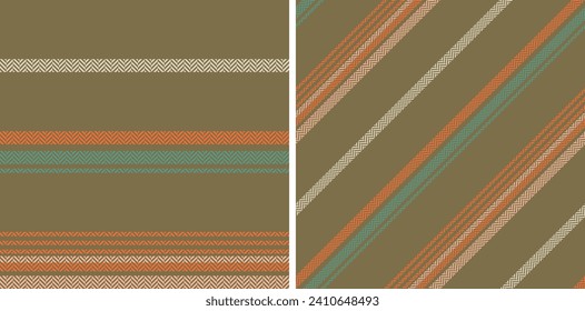 Set seamless stripe pattern. Colored textured a herringbone background. Horizontal and diagonal bands. Textile design. Of printing on fabric, shirt, textile, curtain and tablecloth. Vector.