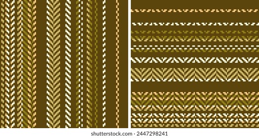 Set seamless stripe pattern. Colored textured a herringbone background. Vertical and horizontal lines. Textile design. Of printing on fabric, shirt, textile, curtain and tablecloth. Vector.