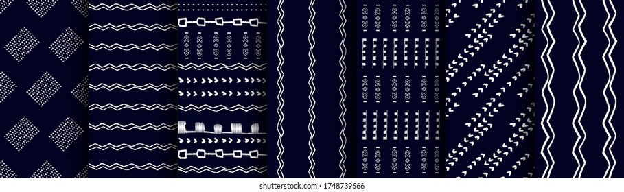 Set seamless stylish minimalistic pattern with white bold and thin hand drawn shapes Great for fabric and textile, wallpaper
