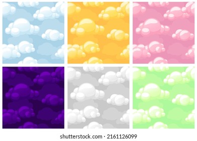 Set seamless Stylized Clouds Texture. Seamless Pattern sky