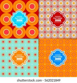 Set of seamless summer season patterns background