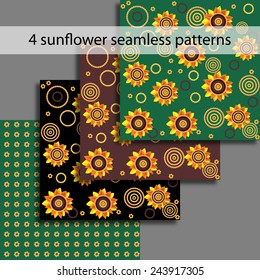 Set of seamless sunflower patterns 3