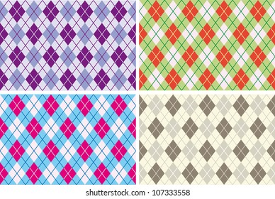 set of seamless tartan backgrounds of different colors