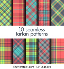 Set of seamless tartan patterns