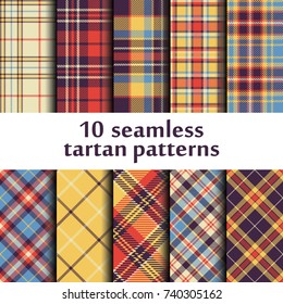 Set of seamless tartan patterns