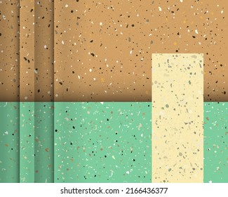 Set seamless terrazzo patterns. Pattern for ceramics marble natural stone. Vector stock illustration textured shapes in vibrant colors