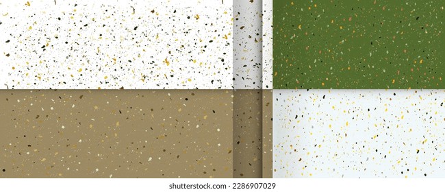 Set seamless terrazzo patterns. Pattern for ceramics marble natural stone. Vector stock illustration textured shapes in vibrant colors