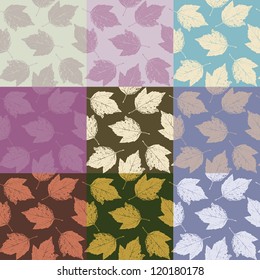 Set of seamless texture. Autumn background with leaves. Vector illustration./ Floral background
