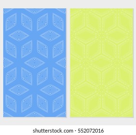 set of Seamless texture of cubes. vector illustration. For the interior design, printing, web and textile design. blue, green background
