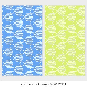 set of Seamless texture of cubes. vector illustration. For the interior design, printing, web and textile design. blue, green background