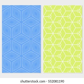 set of Seamless texture of cubes. vector illustration. For the interior design, printing, web and textile design. blue, green background