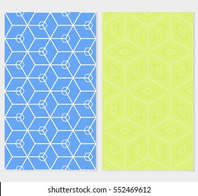 set of Seamless texture of cubes. vector illustration. For the interior design, printing, web and textile design. blue, green background