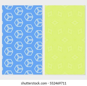 set of Seamless texture of cubes. vector illustration. For the interior design, printing, web and textile design. blue, green background