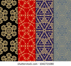set of Seamless texture of floral decorative ornament. Vector illustration. For the interior design, printing