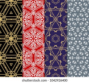 set of Seamless texture of floral decorative ornament. Vector illustration. For the interior design, printing