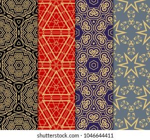set of Seamless texture of floral decorative ornament. Vector illustration. For the interior design, printing