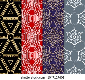 set of Seamless texture of floral decorative ornament. Vector illustration. For the interior design, printing