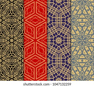 set of Seamless texture of floral decorative ornament. Vector illustration. For the interior design, printing
