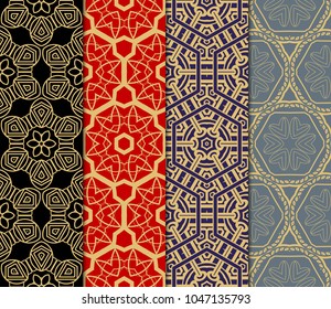 set of Seamless texture of floral decorative ornament. Vector illustration. For the interior design, printing