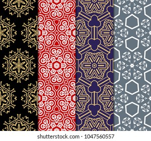 set of Seamless texture of floral decorative ornament. Vector illustration. For the interior design, printing