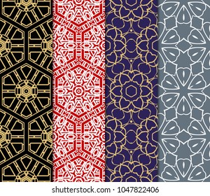 set of Seamless texture of floral decorative ornament. Vector illustration. For the interior design, printing