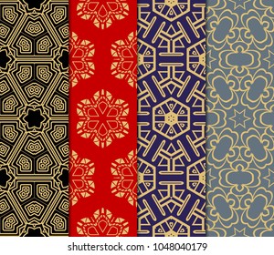 set of Seamless texture of floral decorative ornament. Vector illustration. For the interior design, printing