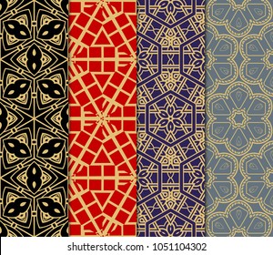 set of Seamless texture of floral decorative ornament. Vector illustration. For the interior design, printing