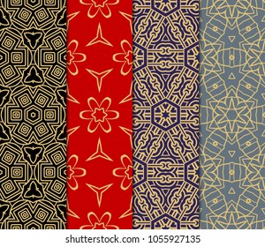 set of Seamless texture of floral decorative ornament. Vector illustration. For the interior design, printing
