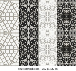 set of Seamless texture of floral decorative ornament. Vector illustration. For the interior design, printing